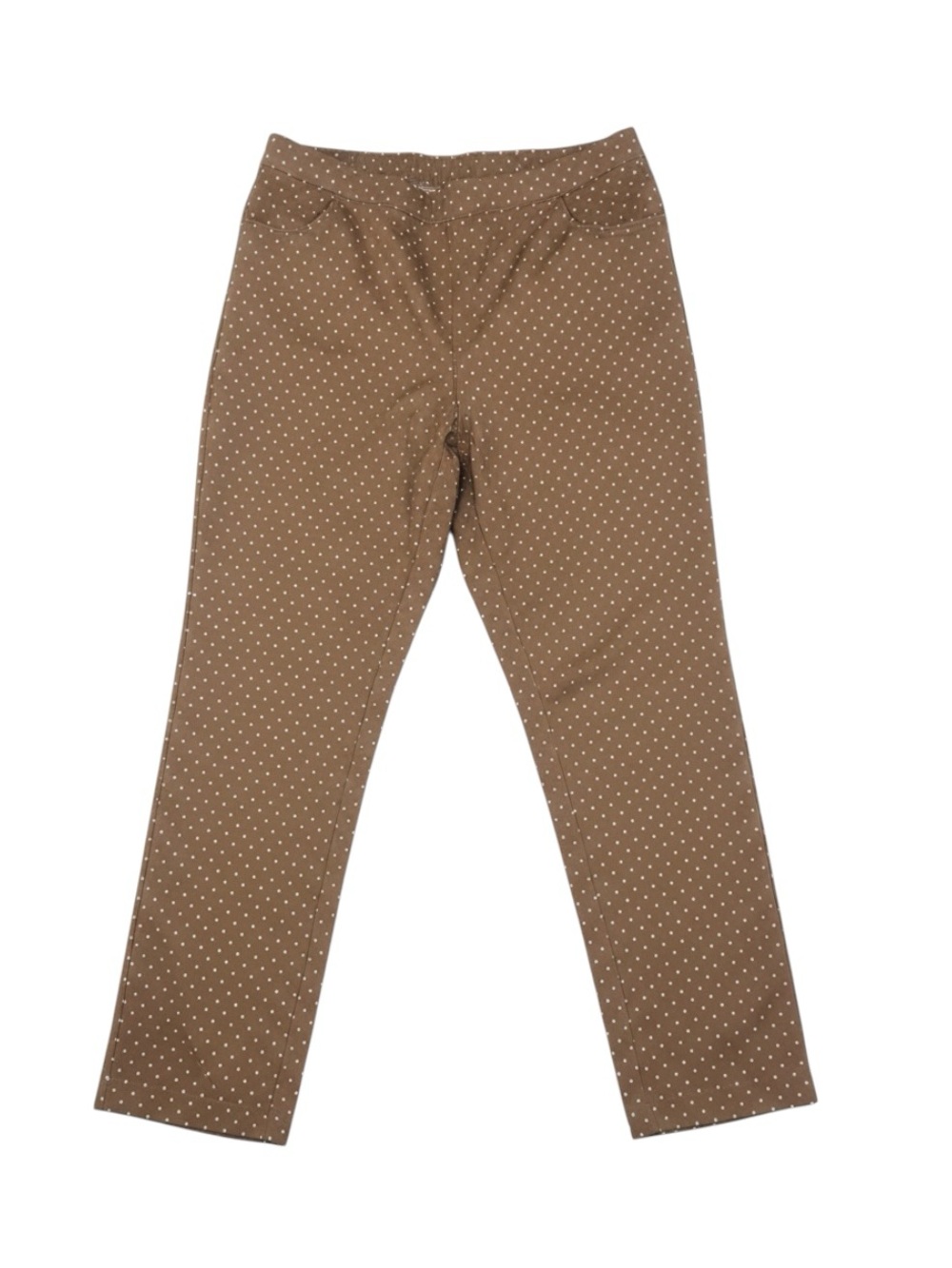 Isaac Mizrahi Live Pants Women’s 10 Polka Dot Beige Stretch Straight Ankle